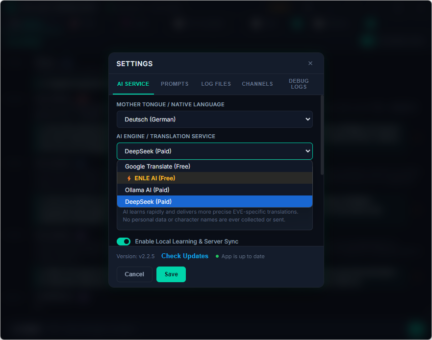 AI Engine Settings