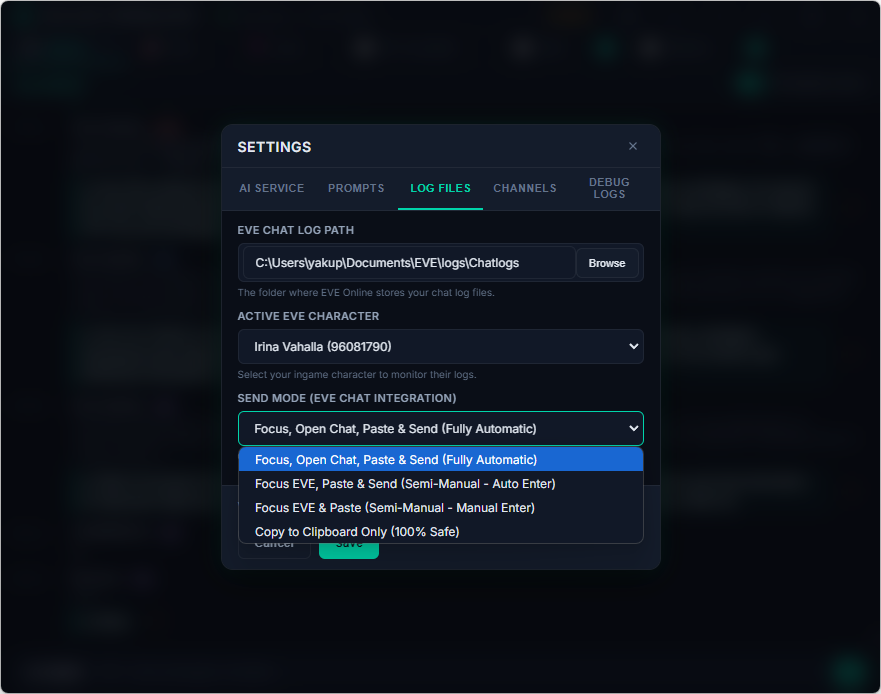 Log File Settings